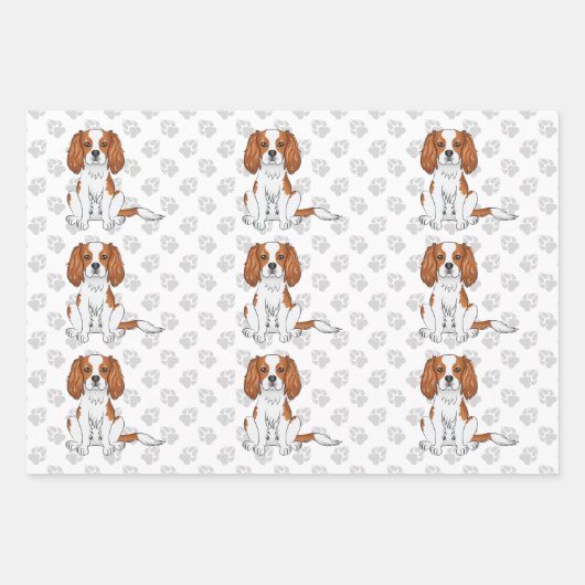 Blenheim Cavalier King Charles Spaniel Pattern Geschenkpapier Set (Vorderseite 3)