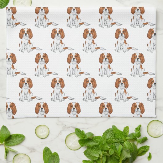 Blenheim Cavalier King Charles Spaniel Pattern Geschirrtuch (Gefaltet)