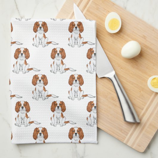 Blenheim Cavalier King Charles Spaniel Pattern Geschirrtuch (Viertel Falte)