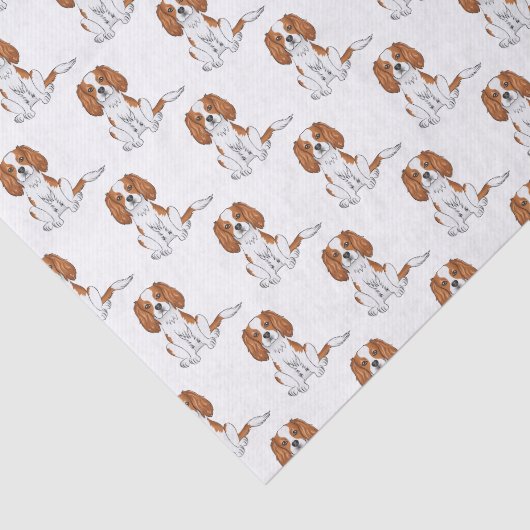 Blenheim Cavalier King Charles Spaniel Pattern Seidenpapier (Ausschnitt)