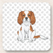 Blenheim Cavalier King Charles Spaniel & Paws Getränkeuntersetzer (Vorderseite)