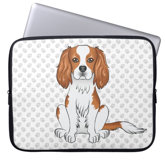 Blenheim Cavalier King Charles Spaniel & Paws Laptopschutzhülle (Vorderseite)