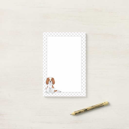 Blenheim Cavalier King Charles Spaniel & Paws Post-it Klebezettel (Auf Schreibtisch)