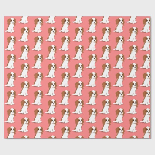 Blenheim Cavalier King Charles Spaniel Pink Geschenkpapier (Flach)