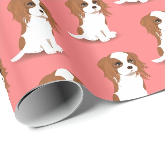 Blenheim Cavalier King Charles Spaniel Pink Geschenkpapier (Rolleneckpunkt)
