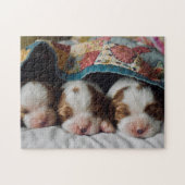 Blenheim Cavalier King Charles Spaniel Puppies Puzzle (Horizontal)