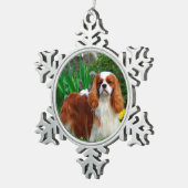 Blenheim Cavalier King Charles Spaniel Puppy Dog Schneeflocken Zinn-Ornament (Rechts)