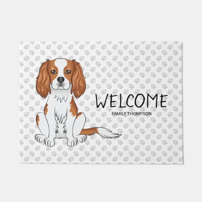 Blenheim Cavalier King Charles Spaniel & Text Fußmatte (Vorderseite)