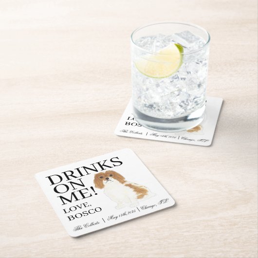 Blenheim, Cavalier King Charles Spaniel Wedding Rechteckiger Pappuntersetzer (Vor Ort)