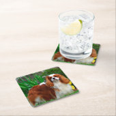 Blenheim Cavalier King Charles Spaniel Welpe Hund Rechteckiger Pappuntersetzer (Vor Ort)