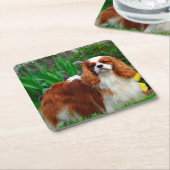 Blenheim Cavalier King Charles Spaniel Welpe Hund Rechteckiger Pappuntersetzer (angewinkelt)