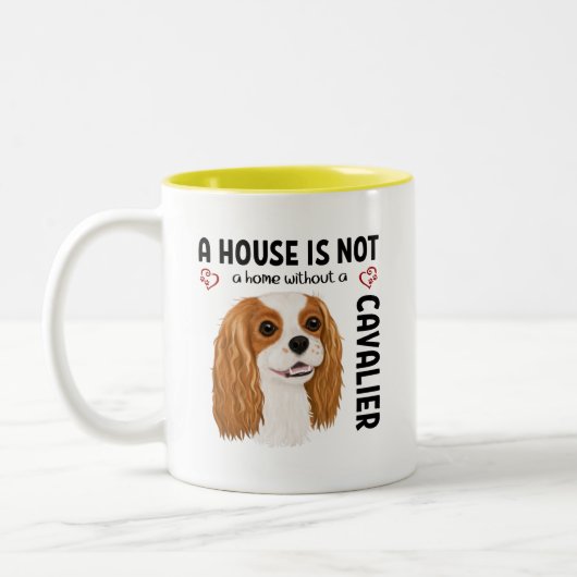 Blenheim Cavalier King Charles Spaniel  Zweifarbige Tasse (Links)