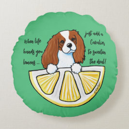 Blenheim Cavalier Life Lemons Accent Pillow Rundes Kissen