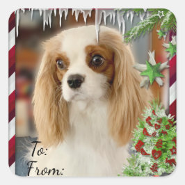 Blenheim Cavalier Weihnachtsgeschenk Tag Sticker