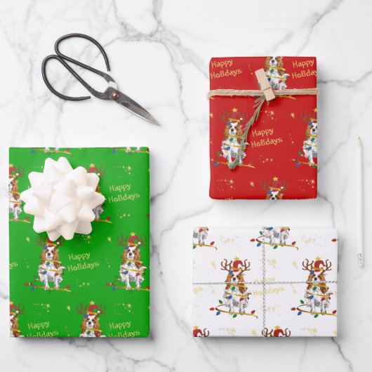 Blenheim Cavalier Weihnachtsgeschenk Wrap Geschenkpapier Set (Vorderseite)
