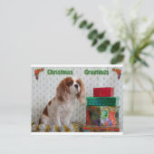 Blenheim Christmas Cavalier Feiertagspostkarte (Stehend Vorderseite)