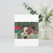 Blenheim Christmas Puppy Feiertagspostkarte (Stehend Vorderseite)