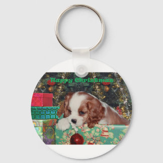 Blenheim Christmas Puppy Schlüsselanhänger