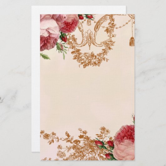 Blenheim Rose - Blumenblatt-Rosa - persönlich Briefpapier (Vorne/Hinten)