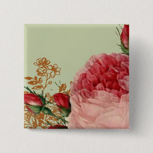 Blenheim Rose - Elegantes Salbeigrün Button (Vorderseite)