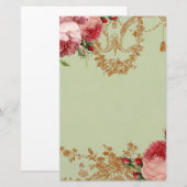 Blenheim Rose elegantes weises Grün - persönlich Briefpapier (Vorne/Hinten)