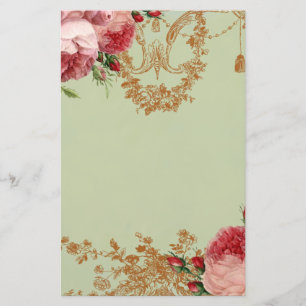 Blenheim Rose elegantes weises Grün - persönlich Briefpapier