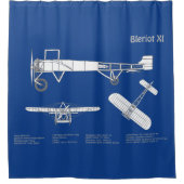 Bleriot XI - Flugzeugkonzeption Zeichnend Pläne AB Duschvorhang (Vorderseite)