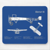 Bleriot XI - Flugzeugkonzeption Zeichnend Pläne AB Mousepad (Vorne)