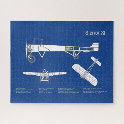 Bleriot XI - Flugzeugkonzeption Zeichnend Pläne AB Puzzle (Horizontal)