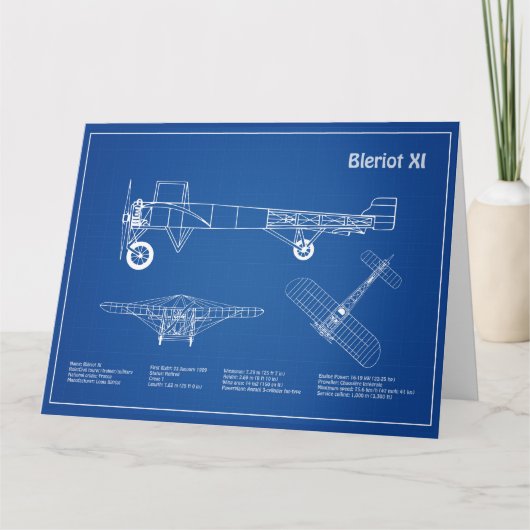 Bleriot XI - Flugzeugkonzeption Zeichnend Pläne AD Dankeskarte (Vorderseite)