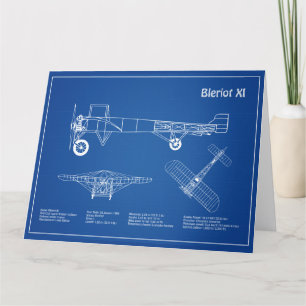 Bleriot XI - Flugzeugkonzeption Zeichnend Pläne AD Dankeskarte