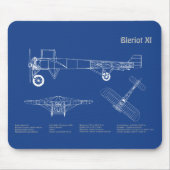 Bleriot XI - Flugzeugkonzeption Zeichnend Pläne AD Mousepad (Vorne)