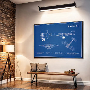 Bleriot XI - Flugzeugkonzeption Zeichnend Pläne AD Poster