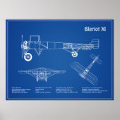 Bleriot XI - Flugzeugkonzeption Zeichnend Pläne AD Poster (Vorne)