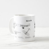 Bleriot XI - Flugzeugkonzeption Zeichnend Pläne BD Kaffeetasse (Vorderseite Links)