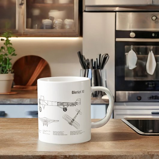 Bleriot XI - Flugzeugkonzeption Zeichnend Pläne BD Kaffeetasse