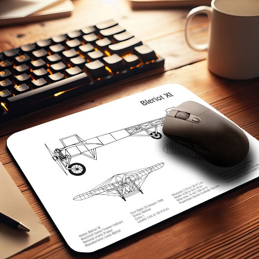 Bleriot XI - Flugzeugkonzeption Zeichnend Pläne BD Mousepad