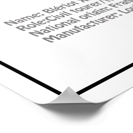 Bleriot XI - Flugzeugkonzeption Zeichnend Pläne BD Poster (Ecke)