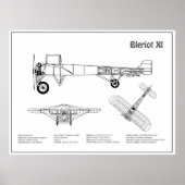 Bleriot XI - Flugzeugkonzeption Zeichnend Pläne BD Poster (Vorne)