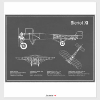 Bleriot XI - Flugzeugkonzeption Zeichnend Pläne PD Aufkleber