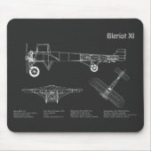 Bleriot XI - Flugzeugkonzeption Zeichnend Pläne PD Mousepad (Vorne)