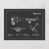 Bleriot XI - Flugzeugkonzeption Zeichnend Pläne PD Postkarte (Vorderseite)