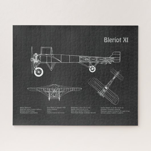 Bleriot XI - Flugzeugkonzeption Zeichnend Pläne PD Puzzle (Horizontal)