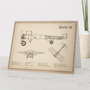 Bleriot XI - Flugzeugkonzeption Zeichnend Pläne SD Dankeskarte