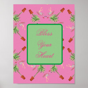 Bless dein Herz rosa Flamingo Flamingos Kunstdruck Poster
