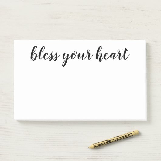 Bless Dein Herz-Schwarz-Script Post-it Klebezettel (Auf Schreibtisch)