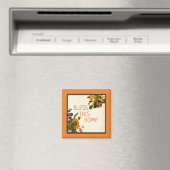 BLESS DIESE ZUHAUSE Orange & Brown Autumn Floral Magnet (In Situ (Geschirrspüler))