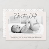 Bless diesem Kind trostlose Creme Christening Tauf Einladung (Vorne/Hinten)