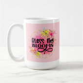 Bless meine Blüten rosa Frühlingsblumen Kaffeetasse (Links)