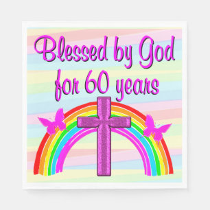 BLESS OF GOD 60TH BIRTHDAY PAPIER NAPKINS SERVIETTE